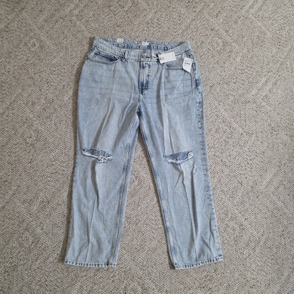 Good American Good Petite '90s Low Rise Straight Leg Jeans Light Wash Size 15